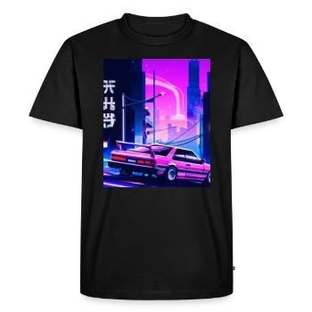 Vaporwave Aesthetic Synthwave Car - Men's Premium Organic T-Shirt - black - Front - Nico (187cm)