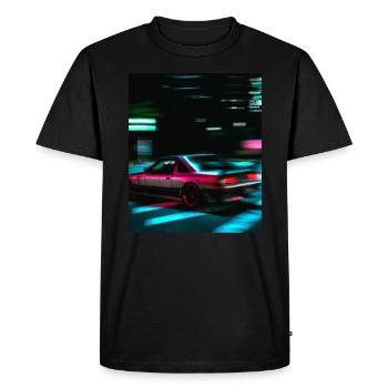 Vaporwave Aesthetic Synthwave Car - Men's Premium Organic T-Shirt - black - Front - Nico (187cm)