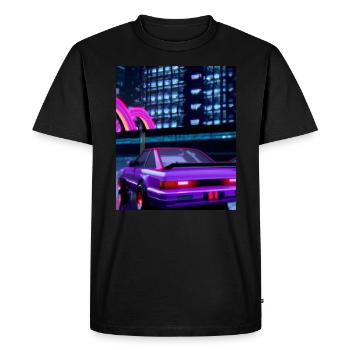 Vaporwave Aesthetic Synthwave Car - Men's Premium Organic T-Shirt - black - Front - Nico (187cm)