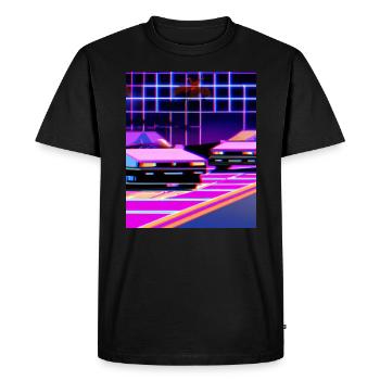 Vaporwave Aesthetic Synthwave Car - Men's Premium Organic T-Shirt - black - Front - Nico (187cm)