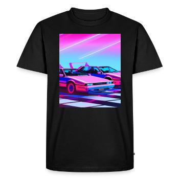 Vaporwave Aesthetic Synthwave Car - Men's Premium Organic T-Shirt - black - Front - Nico (187cm)