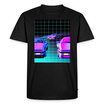Vaporwave Aesthetic Synthwave Car - Men's Premium Organic T-Shirt - black - Front - Nico (187cm)