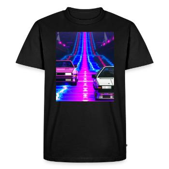 Vaporwave Aesthetic Synthwave Car - Men's Premium Organic T-Shirt - black - Front - Nico (187cm)