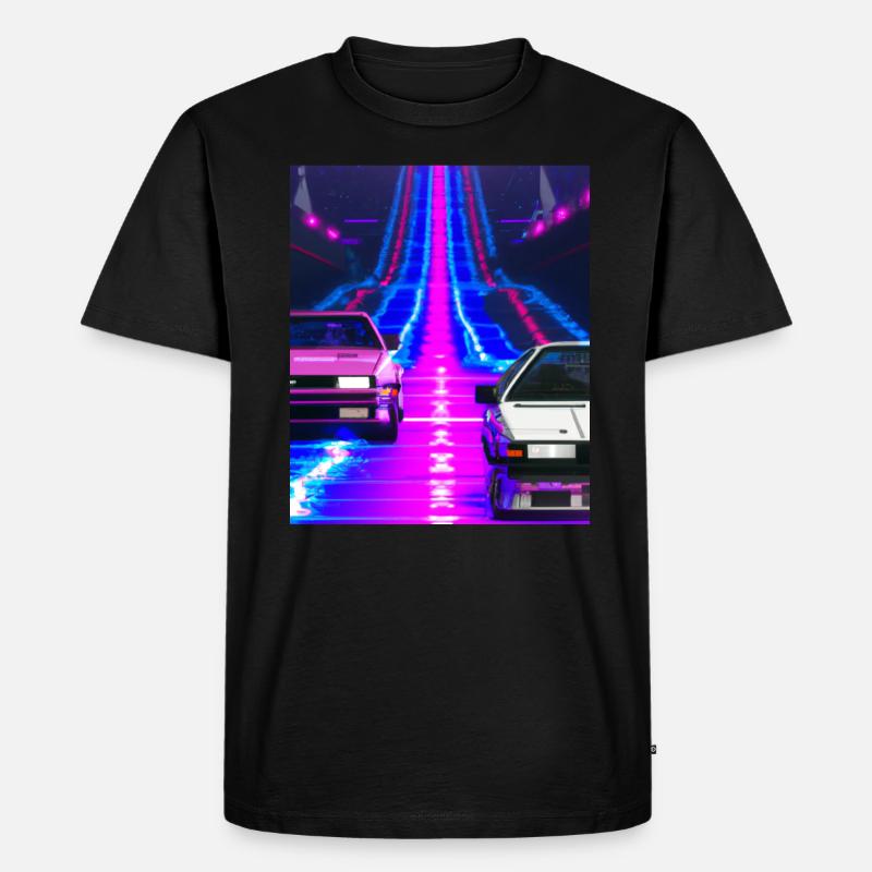 Vaporwave Aesthetic Synthwave Car - Männer Premium Bio T-Shirt - Schwarz