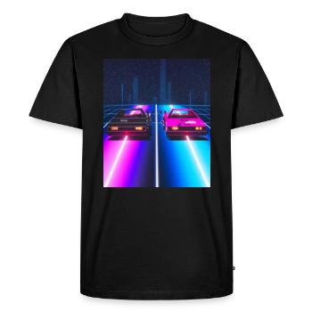 Vaporwave Aesthetic Synthwave Car - Men's Premium Organic T-Shirt - black - Front - Nico (187cm)