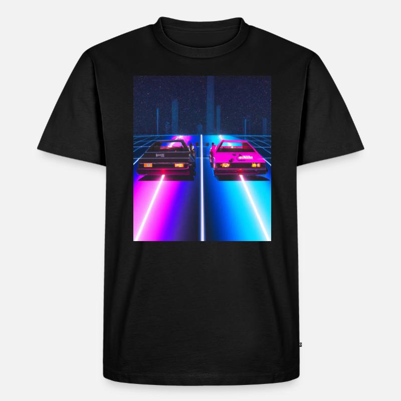 Vaporwave Aesthetic Synthwave Car - Männer Premium Bio T-Shirt - Schwarz