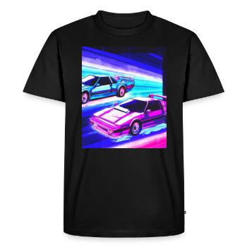 Vaporwave Aesthetic Synthwave Car - Men's Premium Organic T-Shirt - black - Front - Nico (187cm)