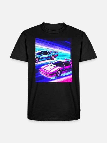 Vaporwave Aesthetic Synthwave Car - Men's Premium Organic T-Shirt - black