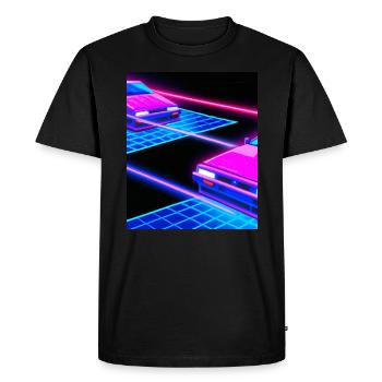 Vaporwave Aesthetic Synthwave Car - Men's Premium Organic T-Shirt - black - Front - Nico (187cm)