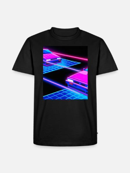Vaporwave Aesthetic Synthwave Car - Men's Premium Organic T-Shirt - black