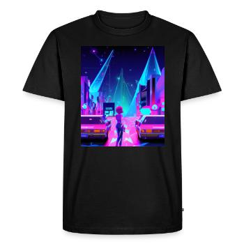 Vaporwave Esthétique Synthwave City Anime Girl - T-shirt Premium bio Homme - noir - Devant - Nico (187cm)