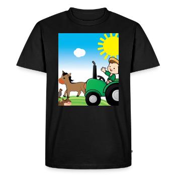 Tracteur vert anniversaire animaux de la ferme - T-shirt Premium bio Homme - noir - Devant - Nico (187cm)