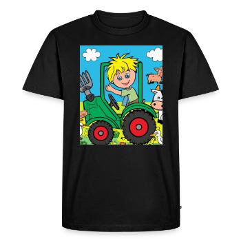 Tracteur vert anniversaire animaux de la ferme - T-shirt Premium bio Homme - noir - Devant - Nico (187cm)