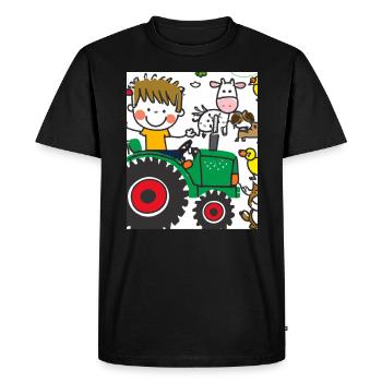 Tracteur vert anniversaire animaux de la ferme - T-shirt Premium bio Homme - noir - Devant - Nico (187cm)