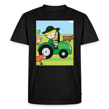 Tracteur vert anniversaire animaux de la ferme - T-shirt Premium bio Homme - noir - Devant - Nico (187cm)
