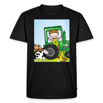 Green Tractor Birthday Farm Animals - Men's Premium Organic T-Shirt - black - Front - Nico (187cm)