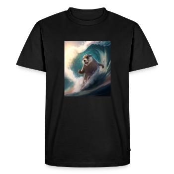 Beach Vibe Otter Cool Surfing Otter - T-shirt Premium bio Homme - noir - Devant - Nico (187cm)