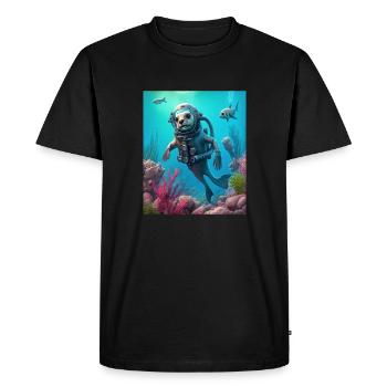 Cool Sea Otter Costume Plongée sous-marine Loutre - T-shirt Premium bio Homme - noir - Devant - Nico (187cm)