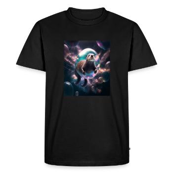 Drôle Space Otters Space Otter avec Planet - T-shirt Premium bio Homme - noir - Devant - Nico (187cm)