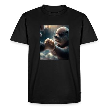 Outres Amants Mignon Loutre de mer Pet - T-shirt Premium bio Homme - noir - Devant - Nico (187cm)