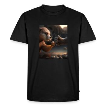 Outres Amants Mignon Loutre de mer Pet - T-shirt Premium bio Homme - noir - Devant - Nico (187cm)