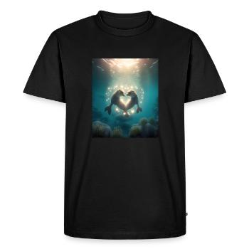 Mignon amoureux de la loutre Sweet Sea Otter Couple - T-shirt Premium bio Homme - noir - Devant - Nico (187cm)