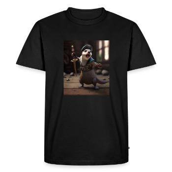 Cute Sea Otter Pet Dabbing Pirate Otter - Men's Premium Organic T-Shirt - black - Front - Nico (187cm)