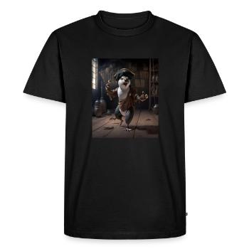 Cute Sea Otter Pet Dabbing Pirate Otter - Men's Premium Organic T-Shirt - black - Front - Nico (187cm)