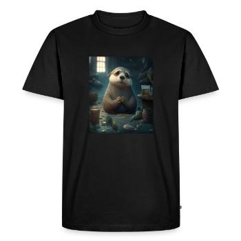 Conscient de soi Inquiet Loutre Drôle Loutre de mer Jeux de mots - T-shirt Premium bio Homme - noir - Devant - Nico (187cm)