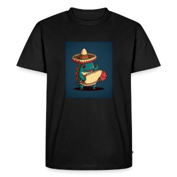 Axolotl Wearing Sombrero Kawaii Axolotl Eating - Men's Premium Organic T-Shirt - black - Front - Nico (187cm)