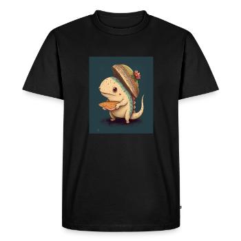 Axolotl Wearing Sombrero Kawaii Axolotl Eating - Men's Premium Organic T-Shirt - black - Front - Nico (187cm)