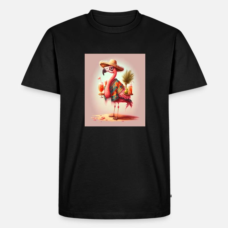 Flamingo Playing Musical Instruments Mexican - Männer Premium Bio T-Shirt - Schwarz