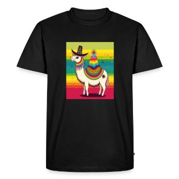 Licorne transformée avec un lama drôle de licorne mexicaine - T-shirt Premium bio Homme - noir - Devant - Nico (187cm)