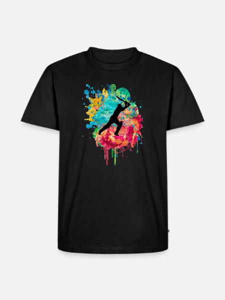 Cricket Spieler in Popart - Männer Premium Bio T-Shirt - Schwarz