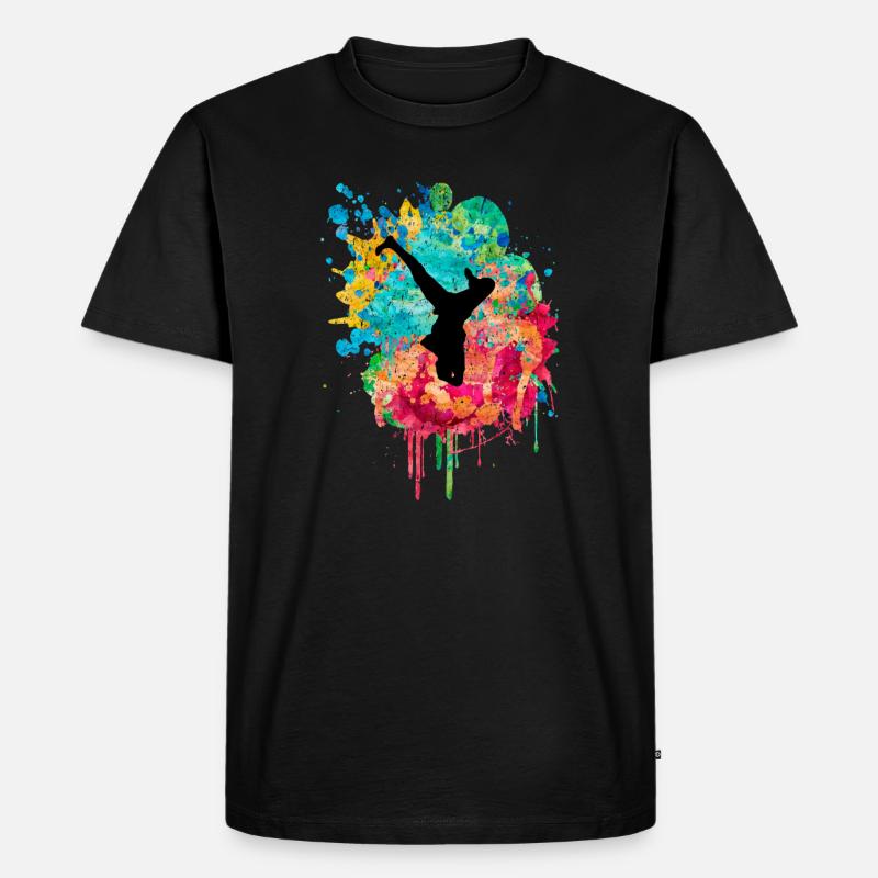 Breakdance Breakdancer PopArt - Männer Premium Bio T-Shirt - Schwarz