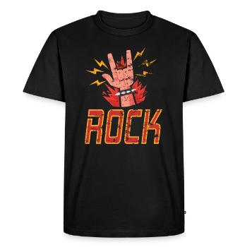 Hand Horns Rock Band Distressed print - T-shirt Premium bio Homme - noir - Devant - Nico (187cm)