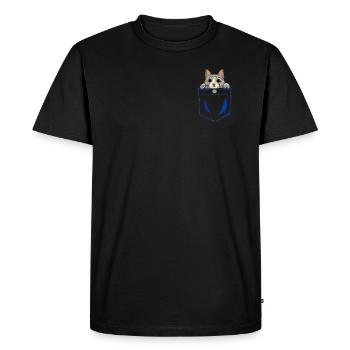 Poisson d’impression de poche produit Royal Blue - T-shirt Premium bio Homme - noir - Devant - Nico (187cm)