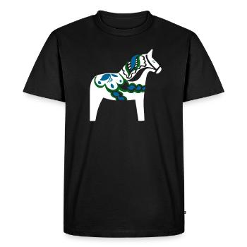 Swedish Dala Horse Sweden White Dalecarlian Horsef - Men's Premium Organic T-Shirt - black - Front - Nico (187cm)