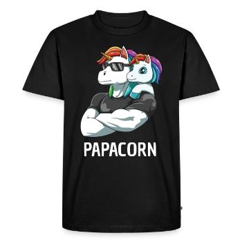 Papacorn Vater Tochter Einhörner - Männer Premium Bio T-Shirt - Schwarz - Vorne - Nico (187cm)