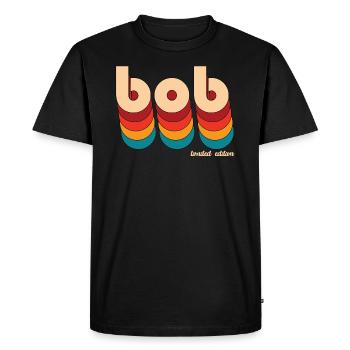Retro Bob Name - Men's Premium Organic T-Shirt - black - Front - Nico (187cm)