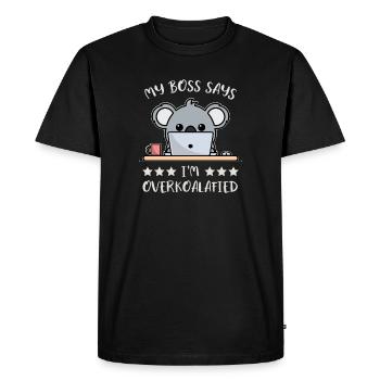 Koala surqualifié Drôle Dicton Humour de bureau - T-shirt Premium bio Homme - noir - Devant - Nico (187cm)