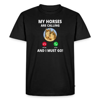 Mes chevaux appellent appeler drôles de chevaux Dictons - T-shirt Premium bio Homme - noir - Devant - Nico (187cm)