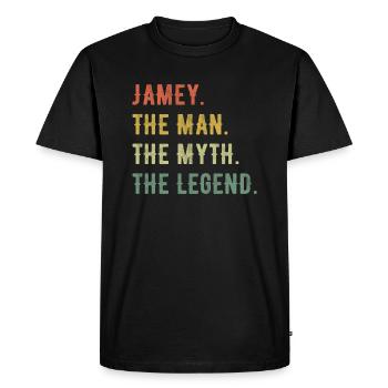 James Jamey First name Short form Man Myth Legend - Men's Premium Organic T-Shirt - black - Front - Nico (187cm)