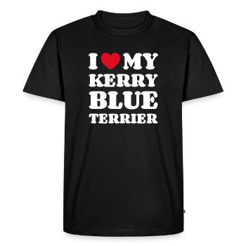 J’aime mon propriétaire de chien Kerry Blue Terrier - T-shirt Premium bio Homme - noir - Devant - Nico (187cm)