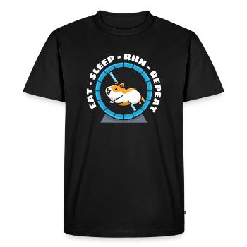 Hamster manger dormir courir répéter - T-shirt Premium bio Homme - noir - Devant - Nico (187cm)