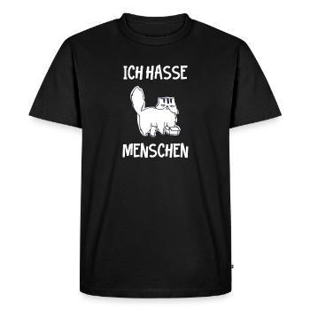 Cat hates people I hate people - Men's Premium Organic T-Shirt - black - Front - Nico (187cm)