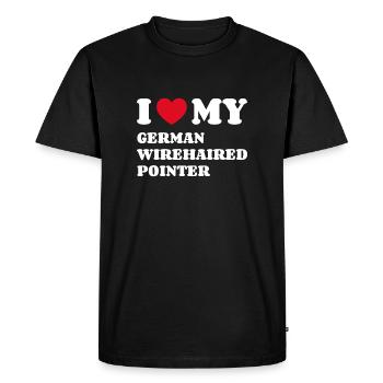 J’adore mon braque allemand à poil dur Hundebesitzer - T-shirt Premium bio Homme - noir - Devant - Nico (187cm)