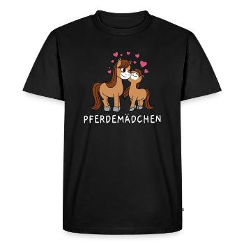 Horse Girl Cute Comic Horse Girl Hearts - Men's Premium Organic T-Shirt - black - Front - Nico (187cm)