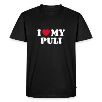 I Love My Puli - Men's Premium Organic T-Shirt - black - Front - Nico (187cm)