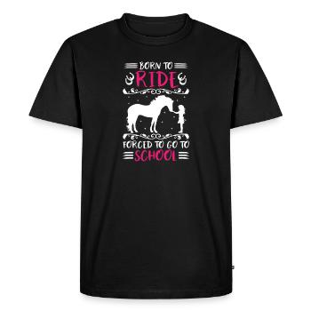Fille de cheval née pour monter forcée d’aller à l’école - T-shirt Premium bio Homme - noir - Devant - Nico (187cm)